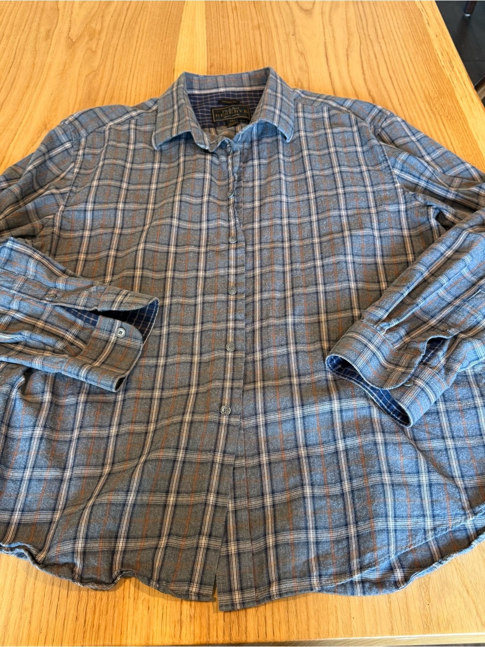 Jos. A. Bank Blue Plaid Button-Down Shirt Cotton & Cashmere